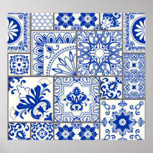 Poster Victorian Majolica : Patchwork Tile Motif.