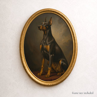 Poster Victorian Oil Painting Portrait Art Doberman Dog