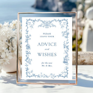 Poster Victorian Ornate Dusty Blue Conseils & Wings