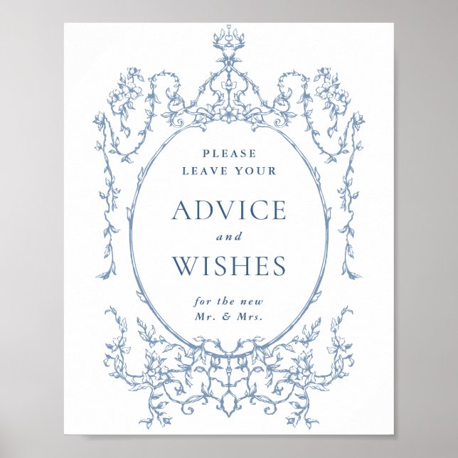 Poster Victorian Ornate Dusty Blue Conseils & Wings (Devant)