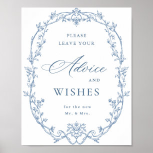 Poster Victorian Ornate Dusty Blue Conseils & Wings