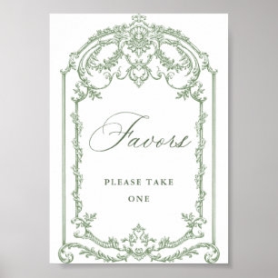 Poster Victorian Ornate Grace Sage Green Faveurs Mariage