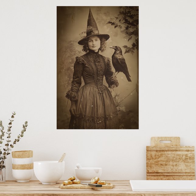 Poster Victorian Witch Sepia Portrait style 5 (Cuisine)