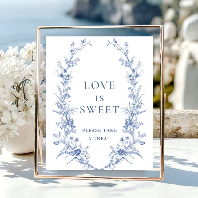 Poster Victorien Dusty Blue French Garden Love is Sweet (Créateur téléchargé)