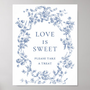 Poster Victorien Dusty Blue French Garden Love is Sweet