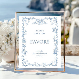 Poster Victorien Orné Dusty Blue Faveurs Mariage