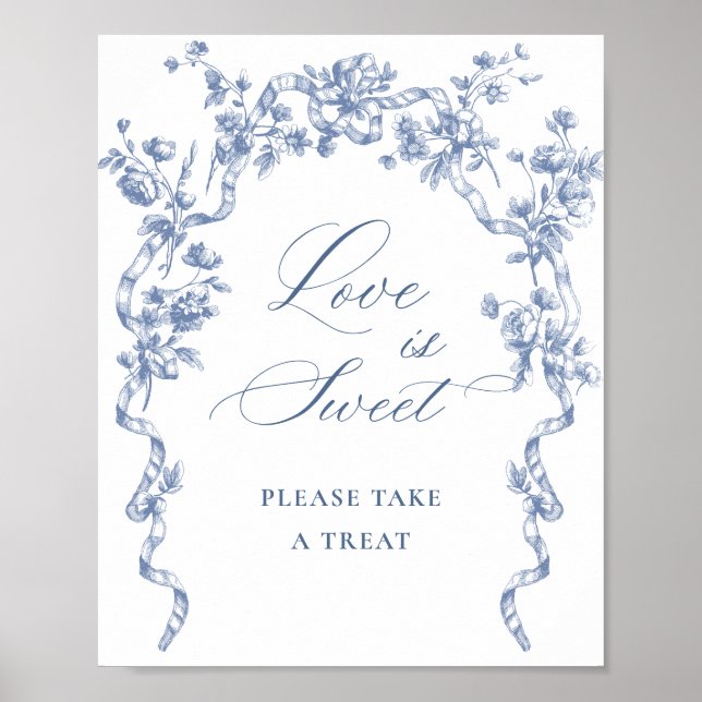 Poster Victorienne Ornate Grace Dusty Blue Love is Sweet (Devant)