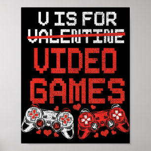 Poster Video Game Valentines Day  for Boys Kids Teenager 