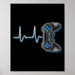 Poster Video Gamer Heartbeat Video Game Controller Cadeau