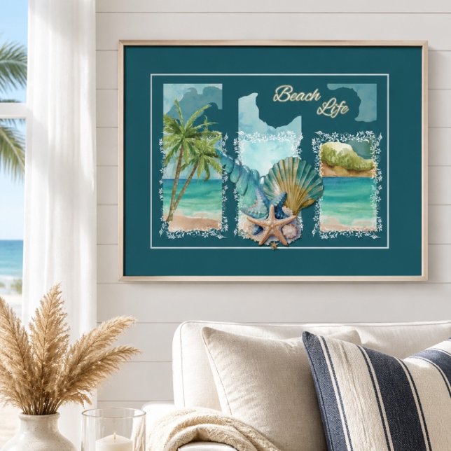 Poster Vie de plage colorée (Créateur téléchargé)