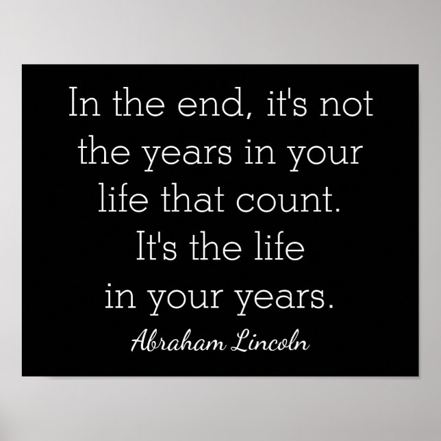 Poster Vie en Années - Abraham Lincoln citation - Art pri (Devant)