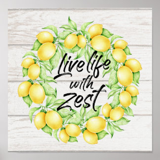 Poster Vie en direct avec Zest Farmhouse Lemon Art
