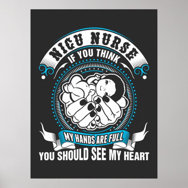 Poster Vie infirmière | Nicu Nurse Ma Main Est Pleine (Devant)