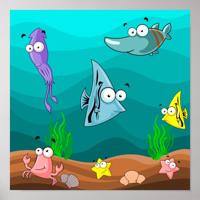 Poster Vie marine sous la mer Personnalisée (Devant)