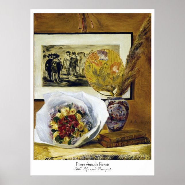Poster Vie morte avec Bouquet Pierre Auguste Renoir (Devant)