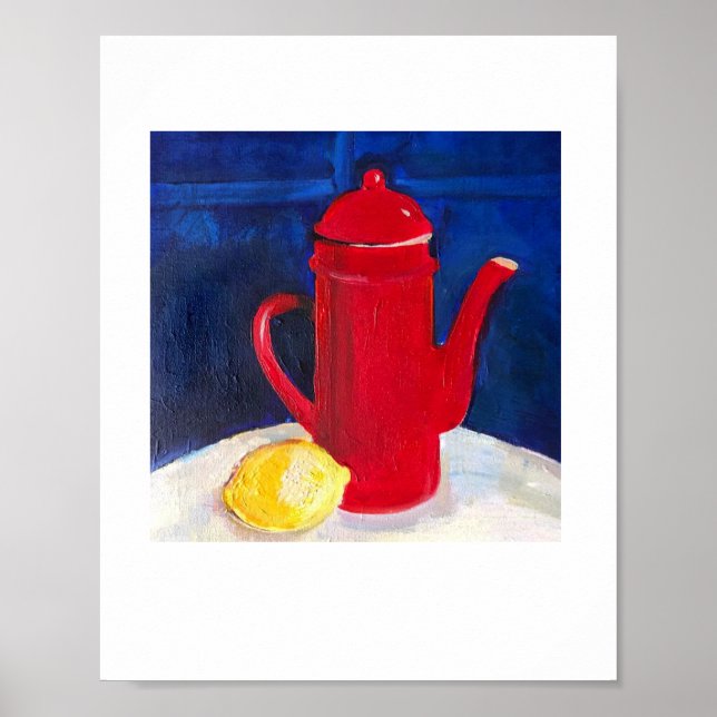 Poster vie morte avec café rouge et citron (Devant)