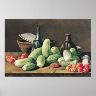 Poster Vie morte avec concombres et tomates