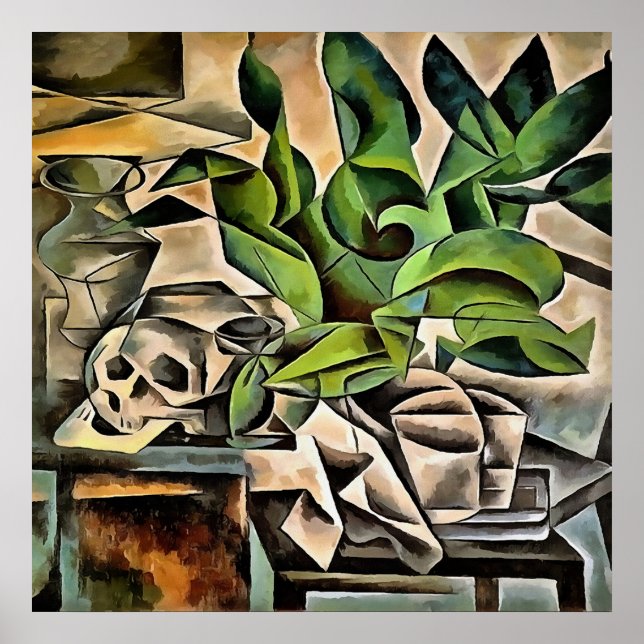 Poster Vie morte avec Cranium Géométrique Vanitas Art (Devant)