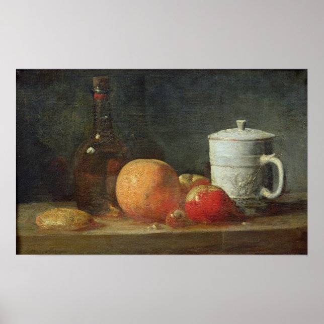 Poster Vie morte avec Fruit et Bouteille de vin (Devant)