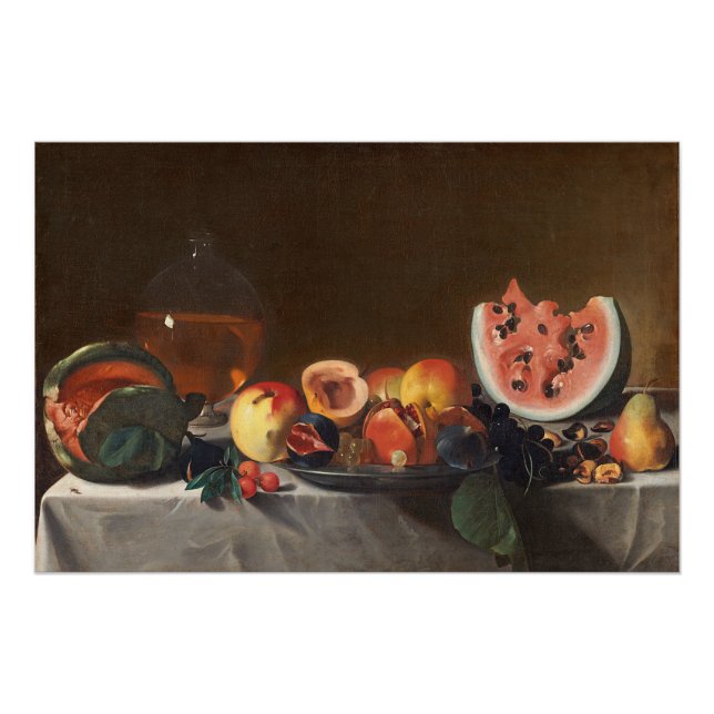Poster Vie morte avec pastèques et carafe (Devant)