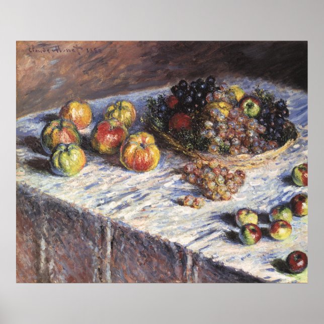 Poster Vie morte avec pommes et raisins par Claude Monet (Devant)
