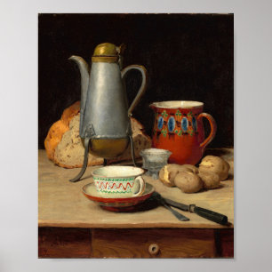 Poster Vie morte, café et pommes de terre   Albert Anker