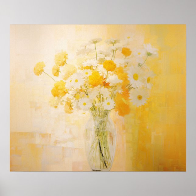 Poster Vie morte des marigolds et des marguerites (Devant)