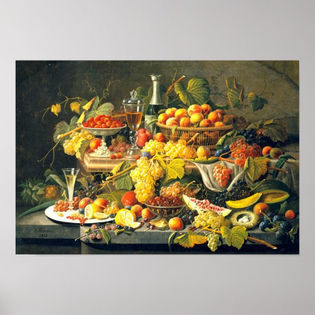 Poster Vie morte : Fruit 1855 Par Severin Roesen - (Devant)