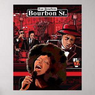 Poster Vie sur Bourbon Street 16x20 Poster, Musique Théma