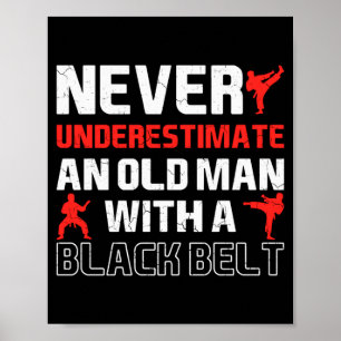 Poster Vieil Homme avec Karaté Ceinture Noire Arts Martia