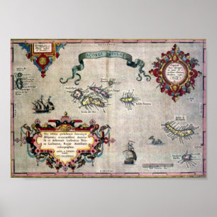 Poster Vieille carte antique de la reproduction des