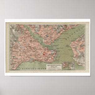 Poster Vieille carte de Constantinople