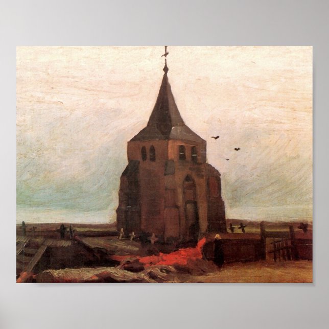 Poster Vieille église de Nuenen Van Gogh Art (Devant)