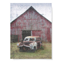 Vieille grange et voiture abandonnée