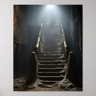 Poster Vieille Maison Abandonnée Fantômes Éffrayants Sur
