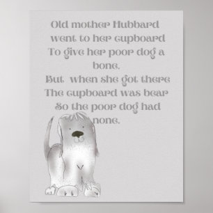 Poster Vieille mère Hubbard mignon dessin animé amusant e