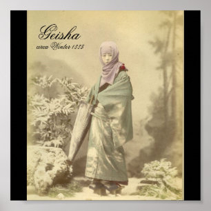 Poster Vieille photo de geisha circa l'hiver 1885