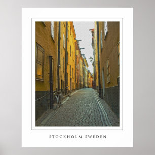 Poster Vieille rue de ville - Stockholm