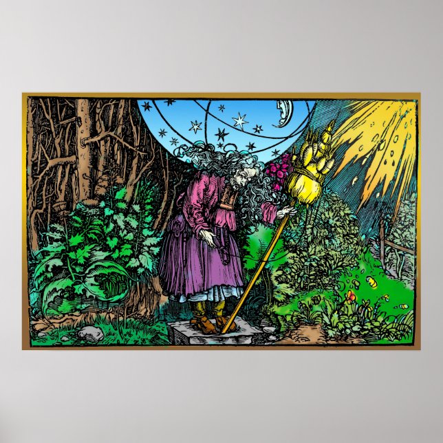 Poster Vieille sorcière domestique ~ Holbein ~ 1537 (Devant)