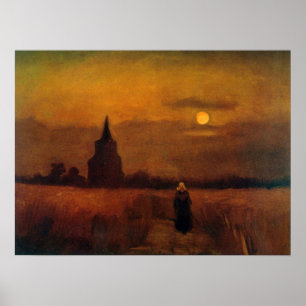 Poster Vieille tour dans les champs par Vincent van Gogh