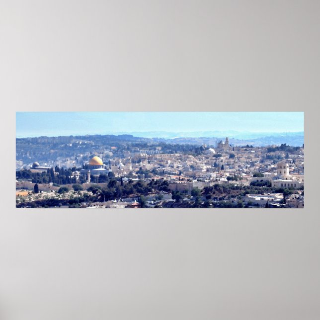 Poster Vieille ville Jérusalem - Vue du Mont Scopus (Devant)