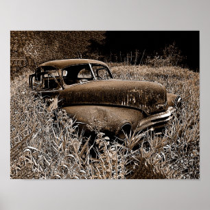 Poster Vieille voiture ancienne Sepia Russe découpage