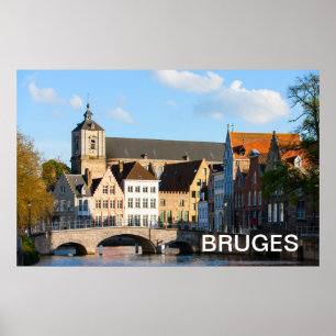 Poster Vieilles maisons en Bruges, Belgique