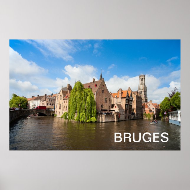 Poster Vieilles maisons en Bruges, Belgique (Devant)
