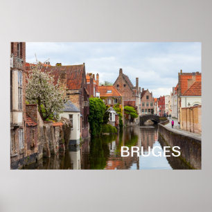 Poster Vieilles maisons en Bruges, Belgique