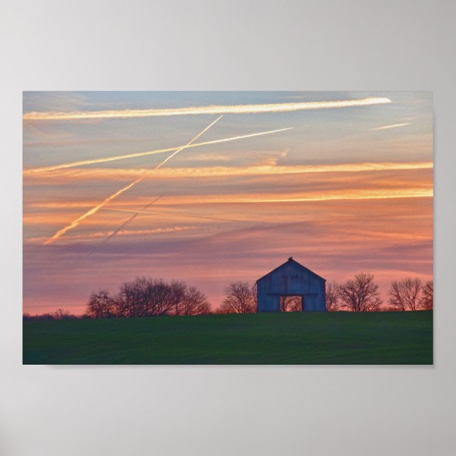 Poster Vielle grange du Kentucky au lever du soleil (Devant)