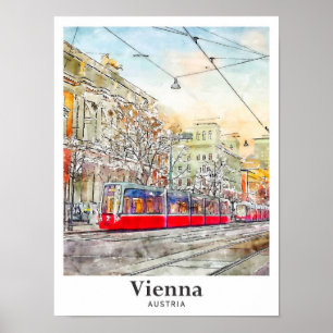 Poster Vienne Autriche Aquarelle Dessin main