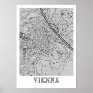 Poster Vienne - Autriche Carte de ville crayon