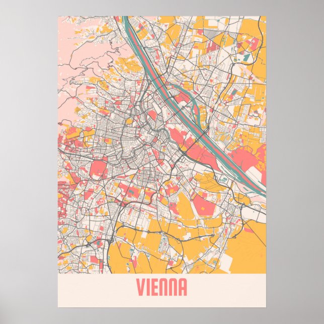 Poster Vienne - Autriche Chalk City Plan (Devant)