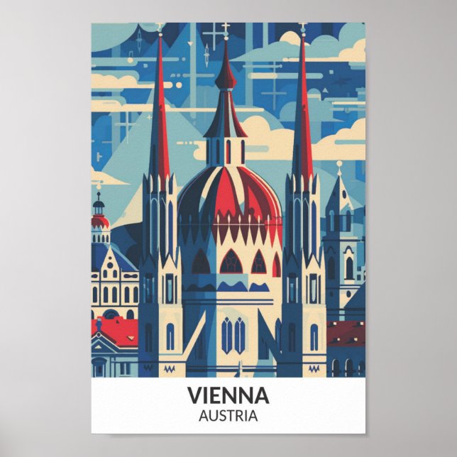 Poster Vienne Autriche Retro Voyage d'oeuvres d'art (Devant)